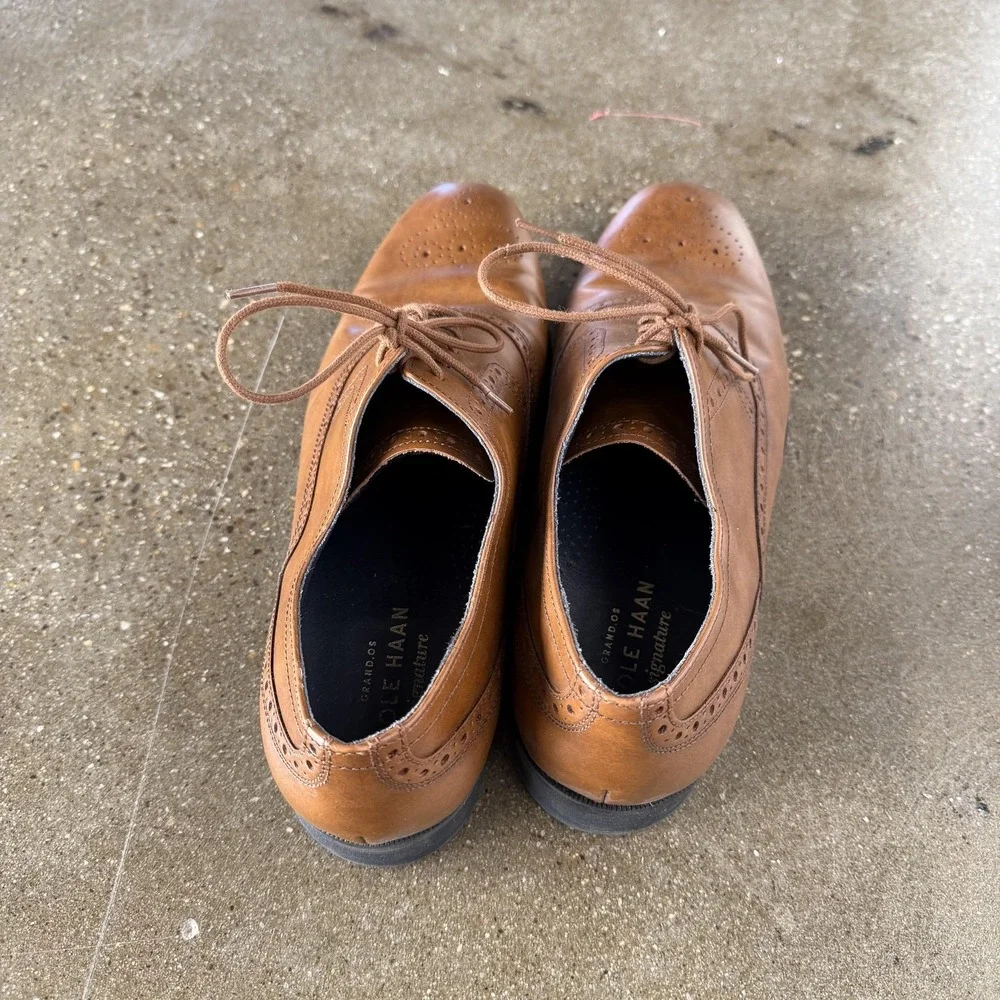Cole Haan‎ Shoes Mens Size 10 M Brown Leather Wingtip Dress Oxfords Grand.OS